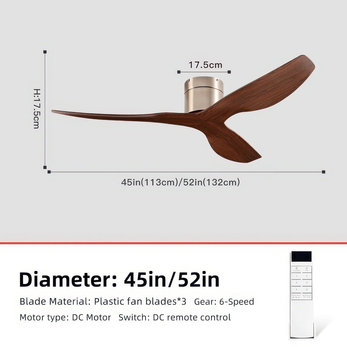 FUMANJIA 52-Inch Industrial Retro Ceiling Fan for Home with Remote