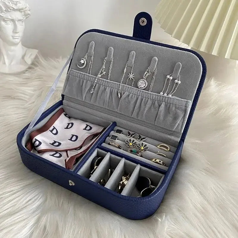 Travel Jewelry Box – Portable Leather Organizer Case