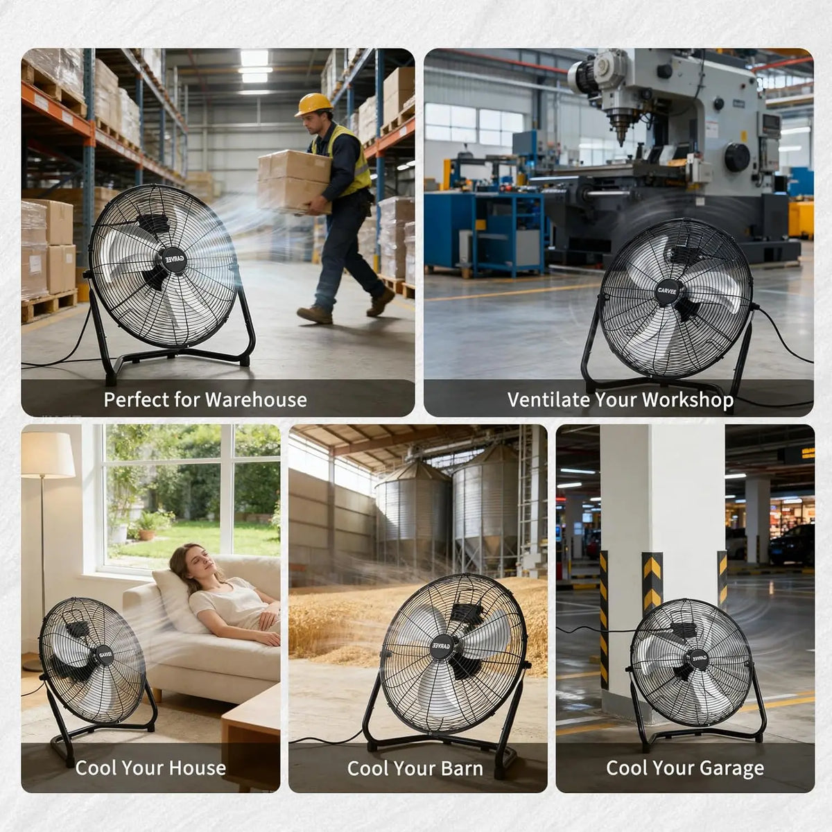 12/18/20-Inch Three-Speed Industrial Floor Fan with Carry Handle