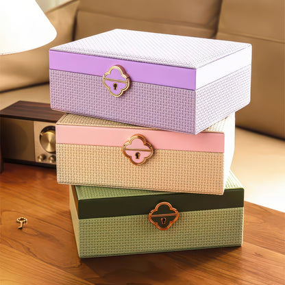 Double-Layer Lockable Jewelry Box with Mirror and 13 Compartments