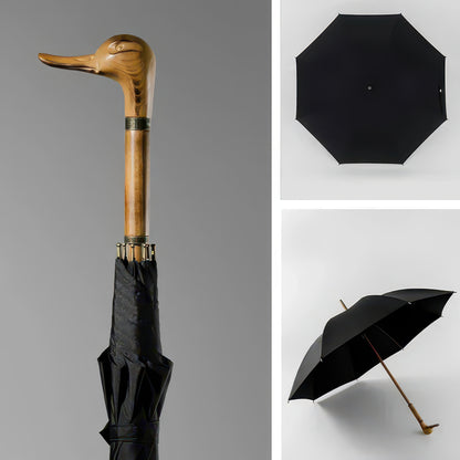 Premium Long Handle Wooden Golf Umbrella with Fiberglass Frame, 112cm Diameter