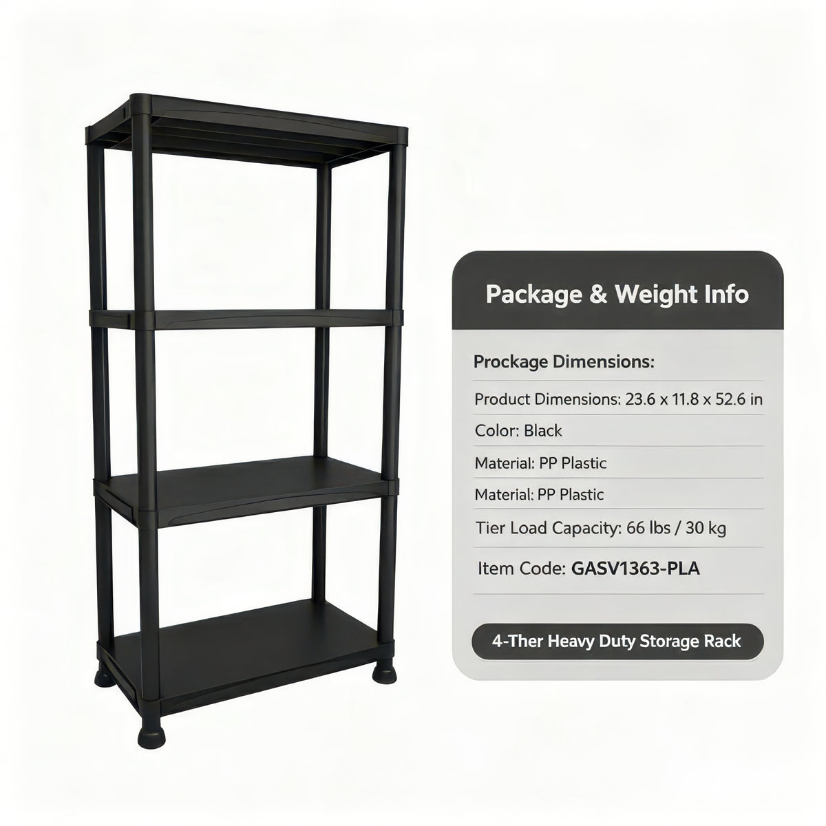 Strong Plastic Storage Shelving - Waterproof 4/5 Tier Rack