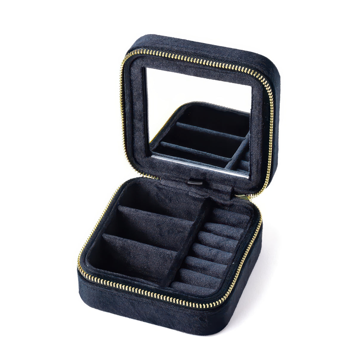 Velvet Ring and Jewelry Box with Flip Lid, with or without Mirror