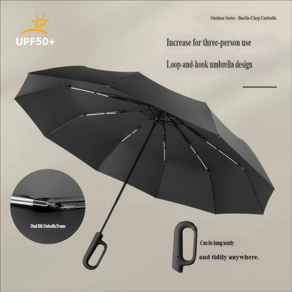 Automatic Folding Umbrella with UV-Blocking Canopy, Sun and Rain Protection