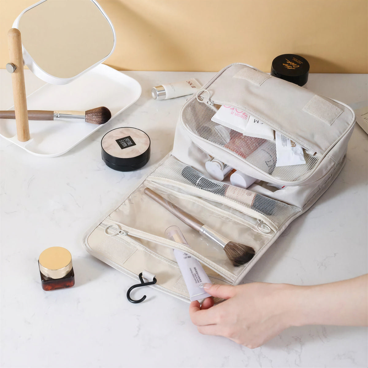 Toiletry Bag for Travel – Dry Wet Separation Hanging Organizer