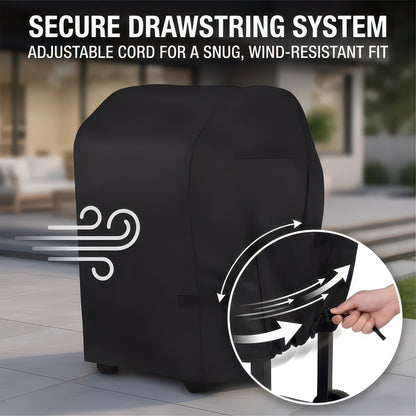 Waterproof BBQ Grill Cover with Hook-and-Loop Straps, Fits 22 to 72 Inch Grills
