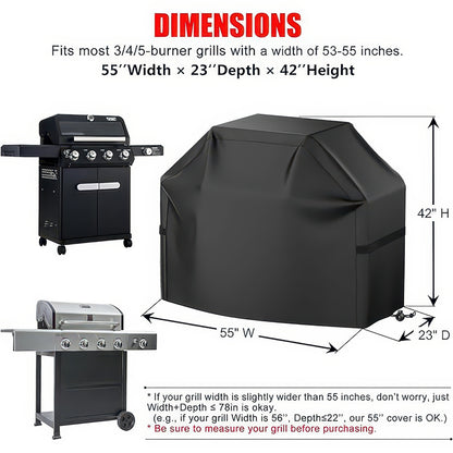 Waterproof BBQ Grill Cover with Hook-and-Loop Straps, Fits 22 to 72 Inch Grills