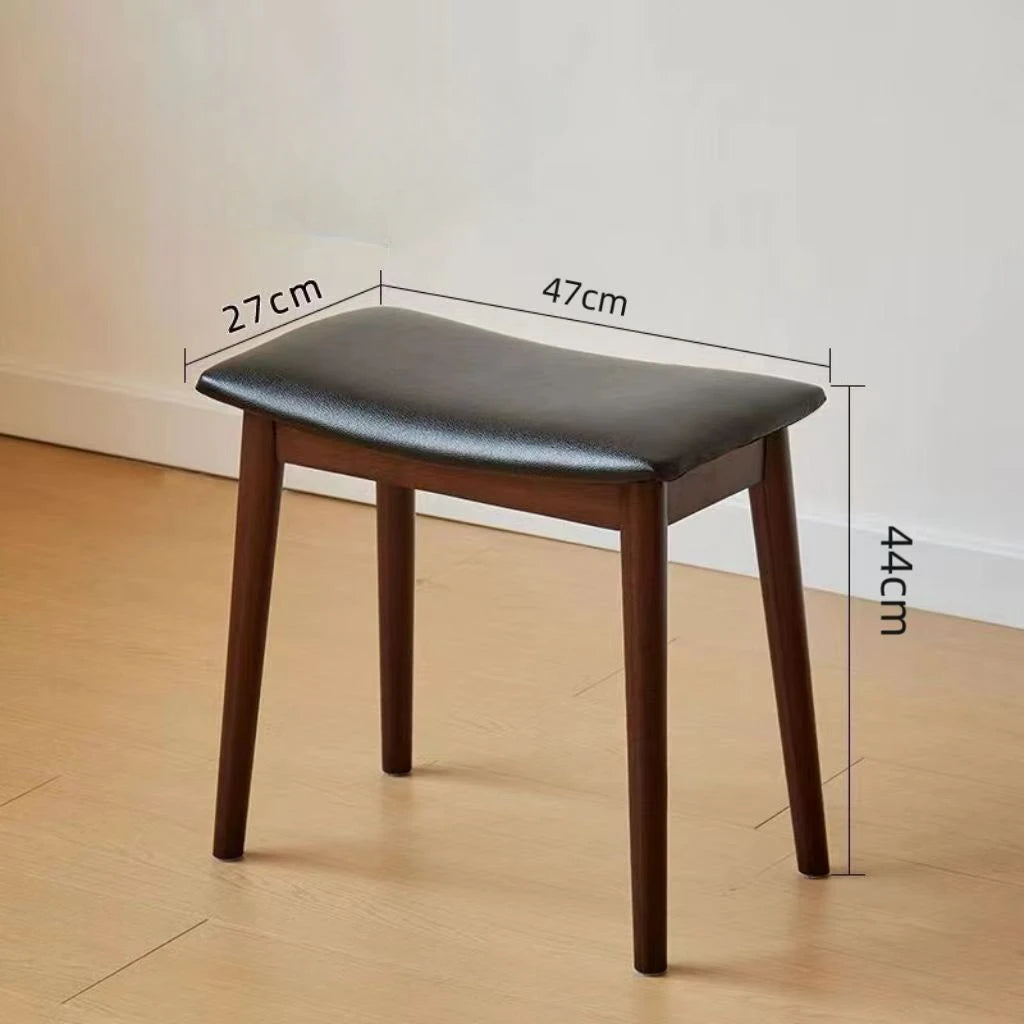 Vanity Stool - Saddle Cushion Wood Leg Stool