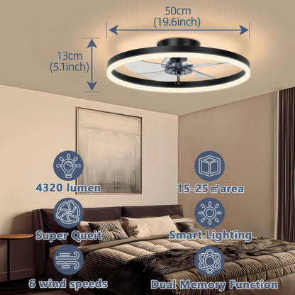 50cm Dimmable Ceiling Fan Light with Remote and Six Speeds