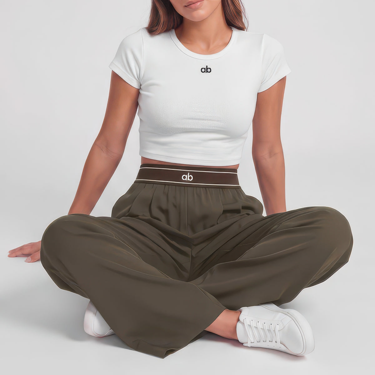 Quick-Dry Wide Leg Athletic Pants for Women, Pleated High Waist with Pockets for Workouts