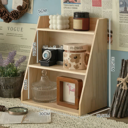 Solid Wood Multi-layer Cosmetics Storage Rack, Wooden Desktop Organizer