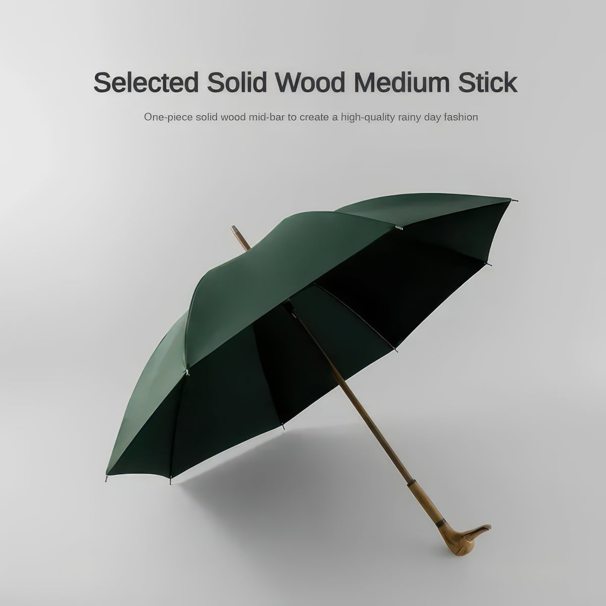Premium Long Handle Wooden Golf Umbrella with Fiberglass Frame, 112cm Diameter