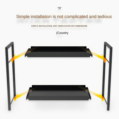 2-Tier Desktop Shelf Iron & PP Organizer for Makeup Countertop 30x17x30cm