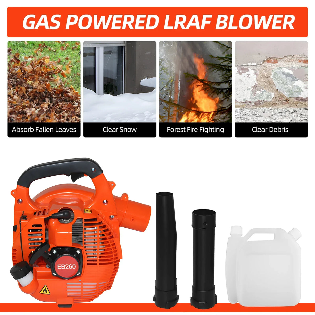 Gas Leaf Blower - 750W Two Stroke Handheld Blower