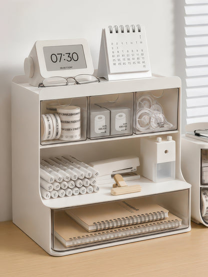 Desktop Drawer-Style Multi-Layer Plastic Organizer for Office & Student Desks