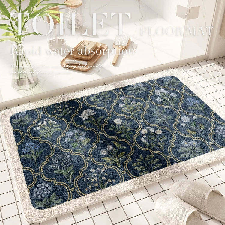 Floral Bathroom Mat - Waterproof Non-Slip Foot Mat