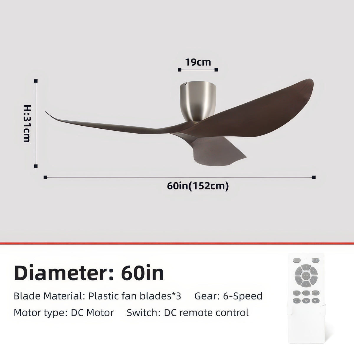 FUMANJIA 60-Inch Vintage Industrial Ceiling Fan for Home with Remote