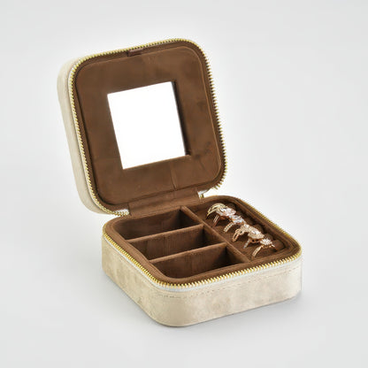 Velvet Ring and Jewelry Box with Flip Lid, with or without Mirror