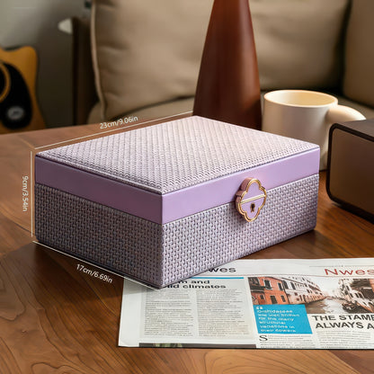 Double-Layer Lockable Jewelry Box with Mirror and 13 Compartments