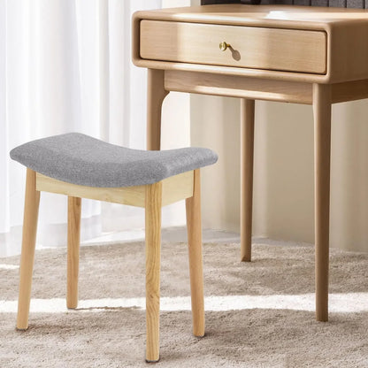 Vanity Stool - Saddle Cushion Wood Leg Stool