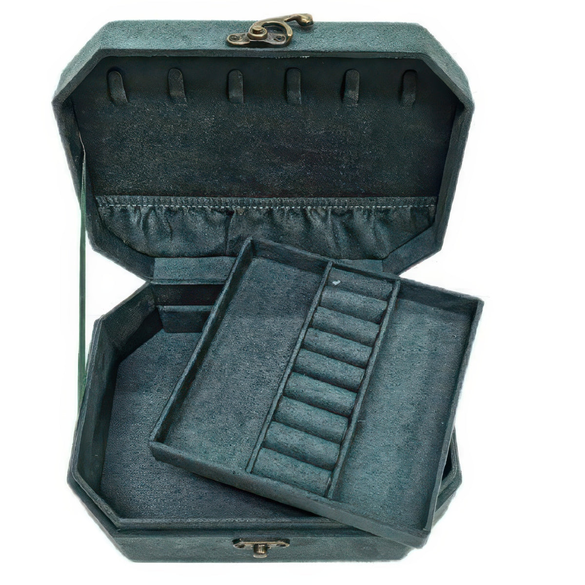 Vintage Octagon Double-Layer Jewelry Box, Large Capacity