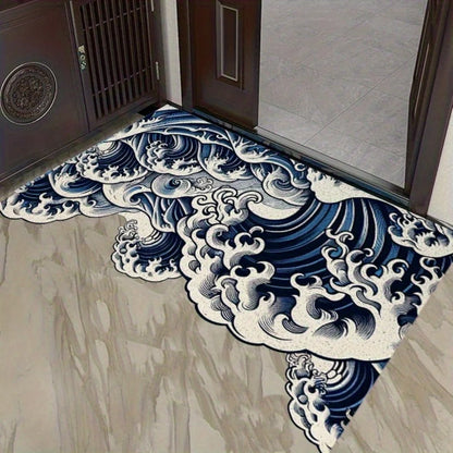 Wave Pattern Floor Mat - Soft Anti-Slip Home Rug
