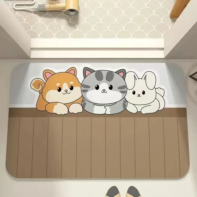 Cartoon Bathroom Mat - Playful Soft Foot Mat