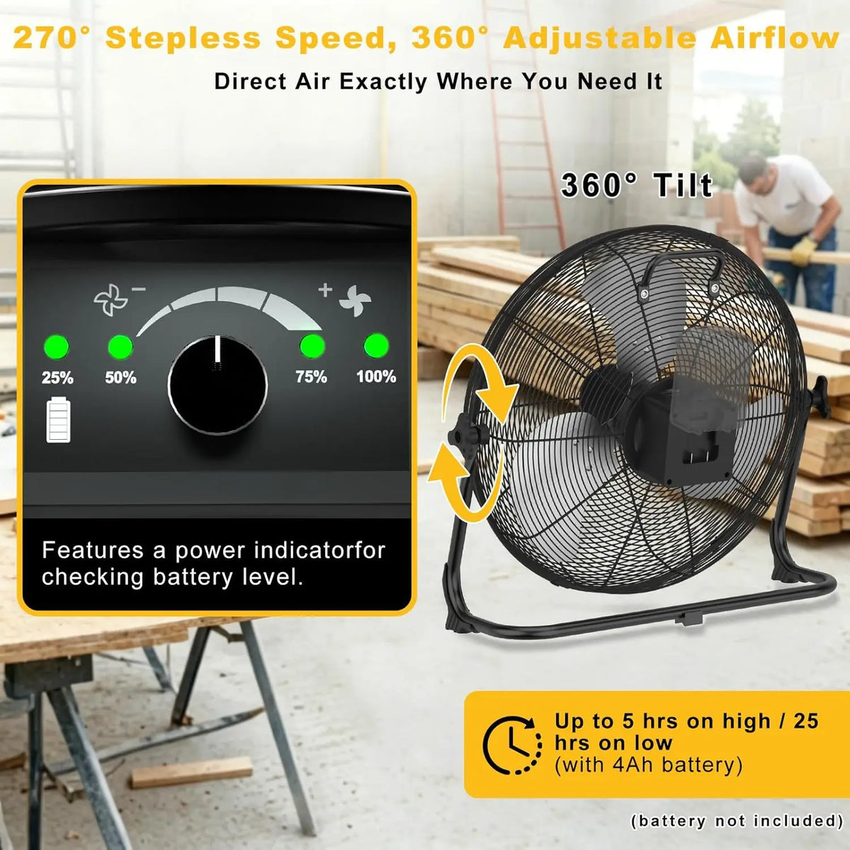 Turbo 12/16-Inch Floor Fan | Plugin in & Battery