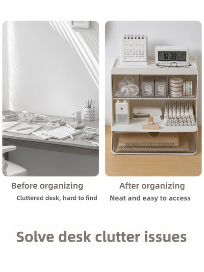 Desktop Drawer-Style Multi-Layer Plastic Organizer for Office & Student Desks