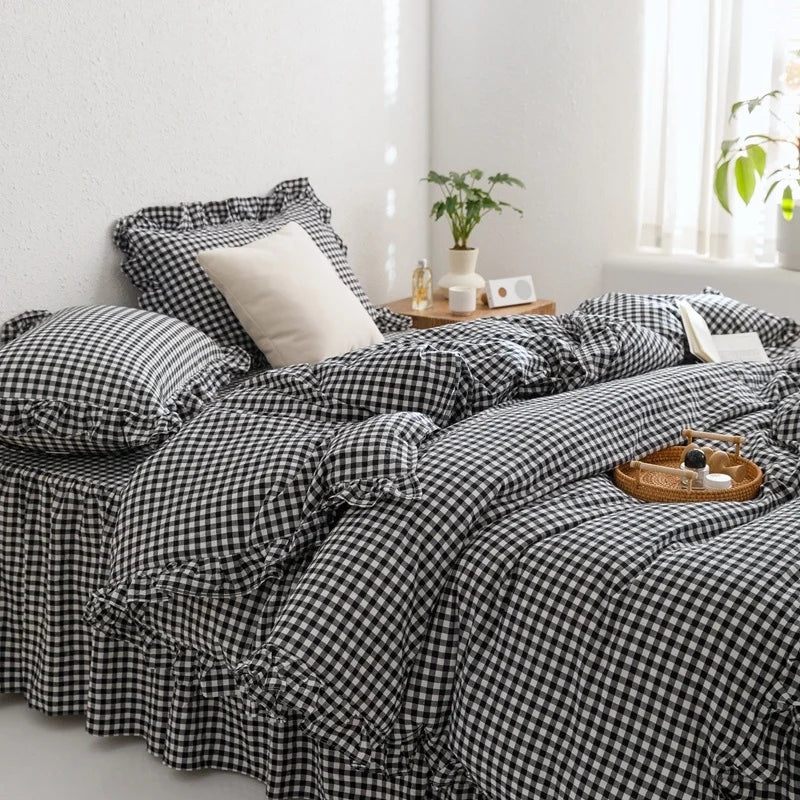 Black Plaid Duvet Cover – 3 Piece Sheet Set for All Season