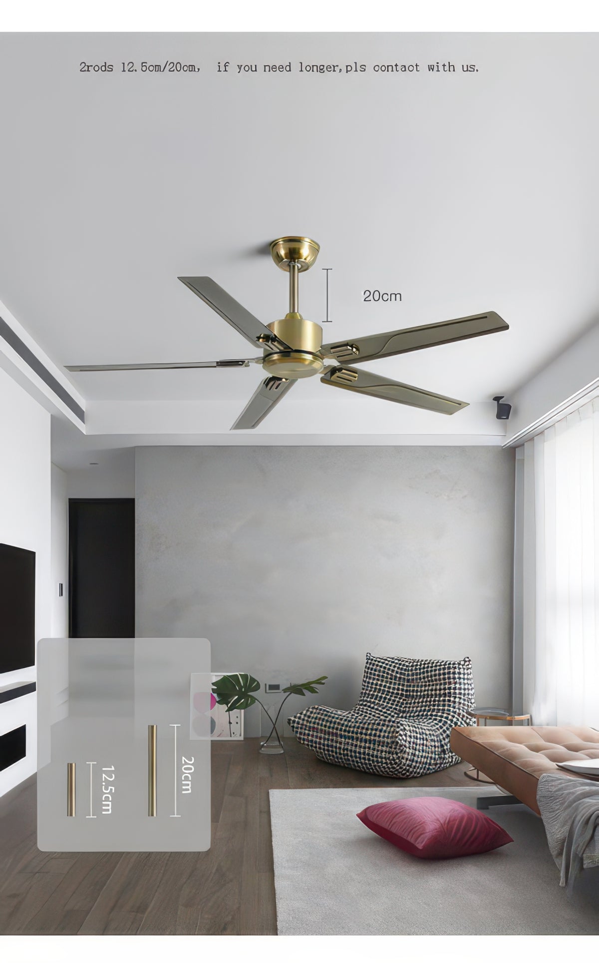 Modern 60-Inch Ceiling Fan for Home – 5 Blades, Indoor/Outdoor