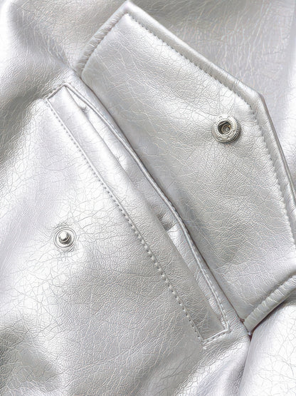 Women's Vintage Faux Leather Moto Jacket, Short Zip-Up Biker Coat for Spring and Autumn