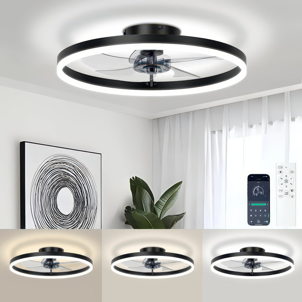 50cm Dimmable Ceiling Fan Light with Remote and Six Speeds