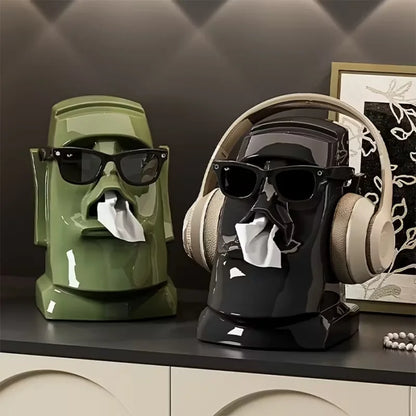 Tissue Box Organizer – Creative Stone Figure Desktop Storage