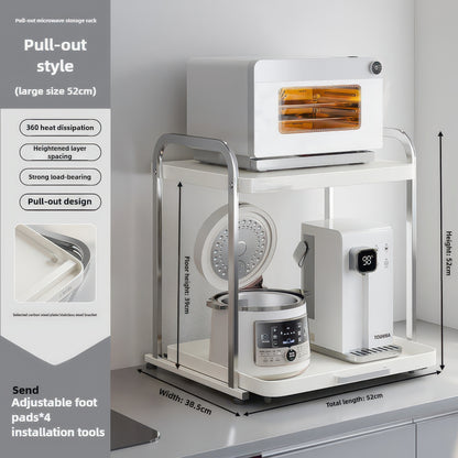 2-Layer Pull-Out Microwave Oven & Free-Standing Kitchen Storage Shelf