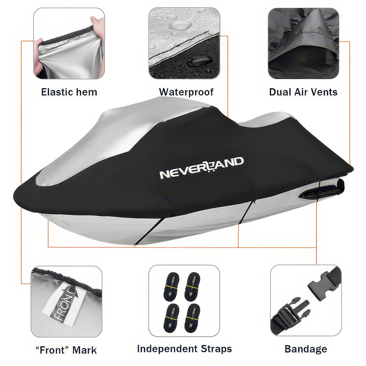 Waterproof Jet Ski Cover for 3-Seat Personal Watercraft