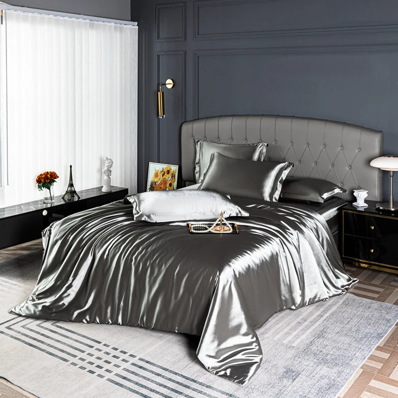 Satin Duvet Cover – Skin-Friendly Solid Color Bedding Set