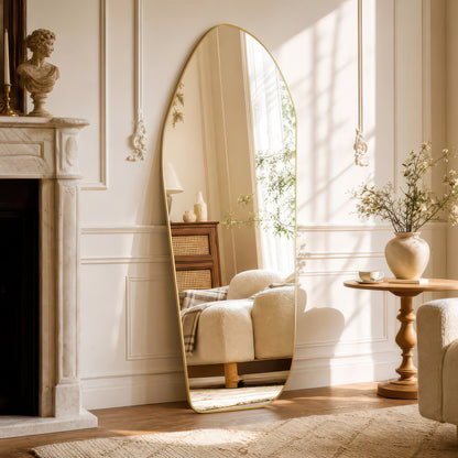 BEAUTYPEAK 67"x24" Irregular Full-Length Floor Mirror with Aluminum Frame