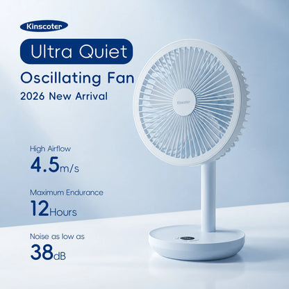 Rechargeable Oscillating Desk Fan with Five Speeds