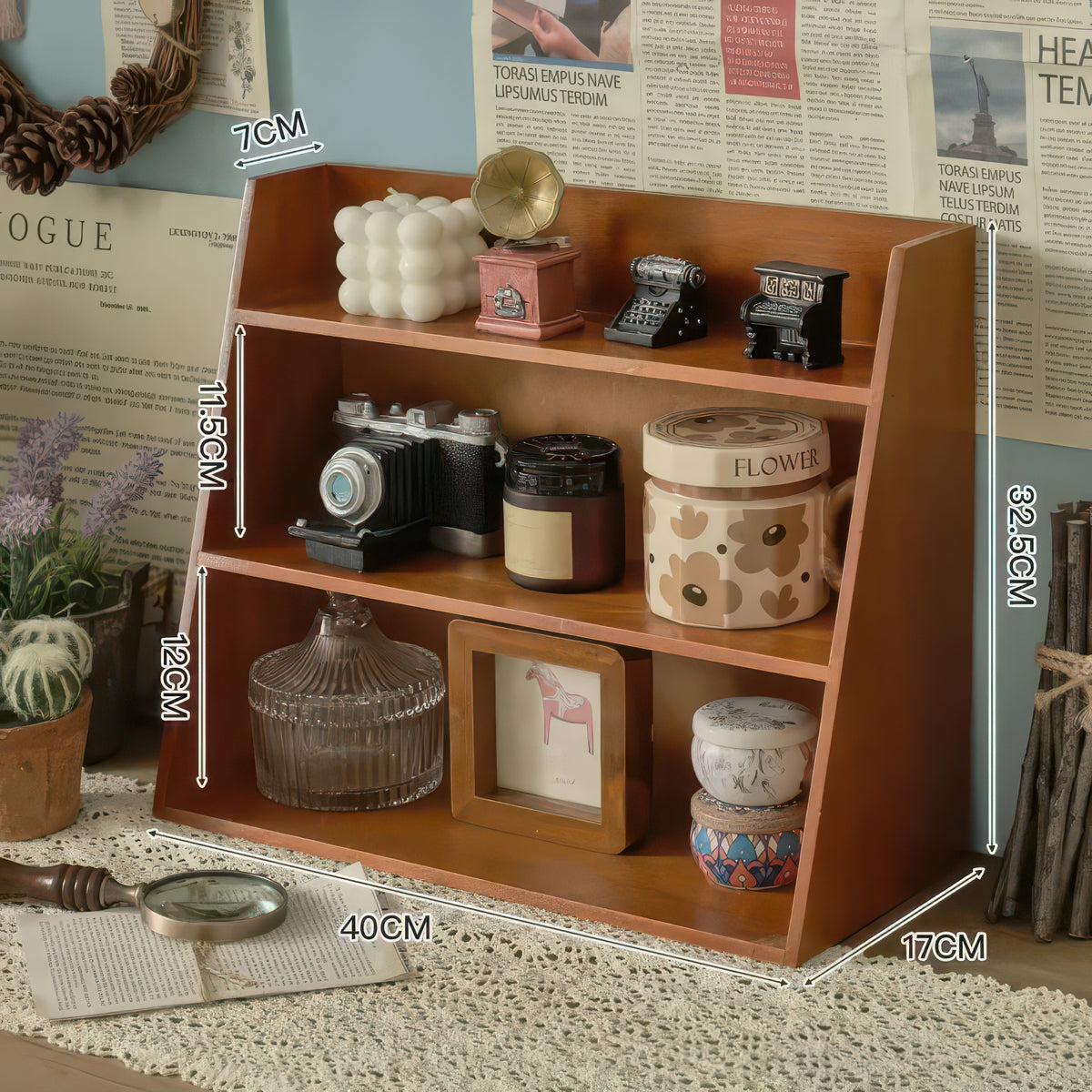 Solid Wood Multi-layer Cosmetics Storage Rack, Wooden Desktop Organizer