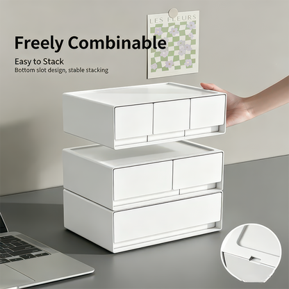 Desktop Multi-Layer Stackable Cosmetic Organizer Drawer Jewelry Box for Office