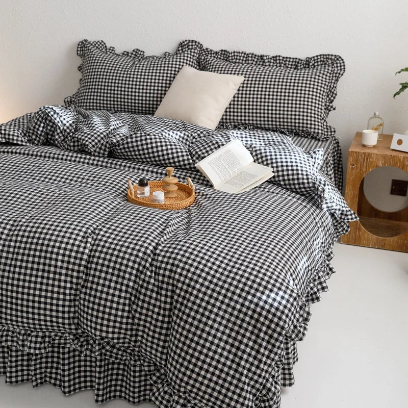 Black Plaid Duvet Cover – 3 Piece Sheet Set for All Season