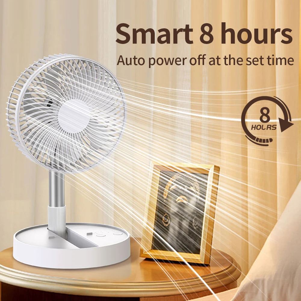 Foldable USB Rechargeable Fan with Four Speeds and Timer
