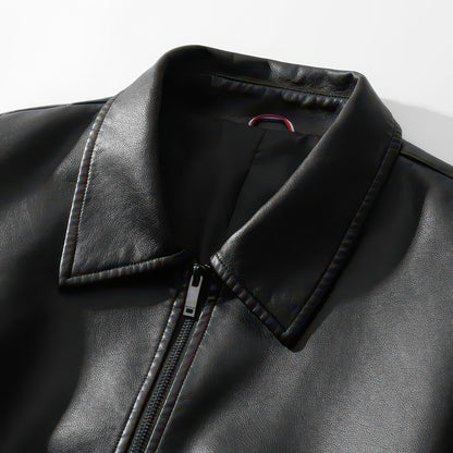 Unisex Faux Leather Bomber Jacket, Slim Motorcycle Coat for Autumn and Winter