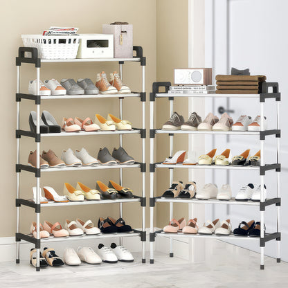 Three-to-Seven-Tier Black Shoe Rack with Assembly Hammer