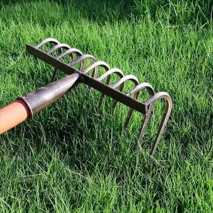 Garden Nail Rake - 9-Tooth Manganese Steel Rake