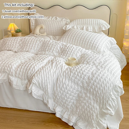 Seersucker Duvet Cover – Korean Lace 3pcs Bedding Set