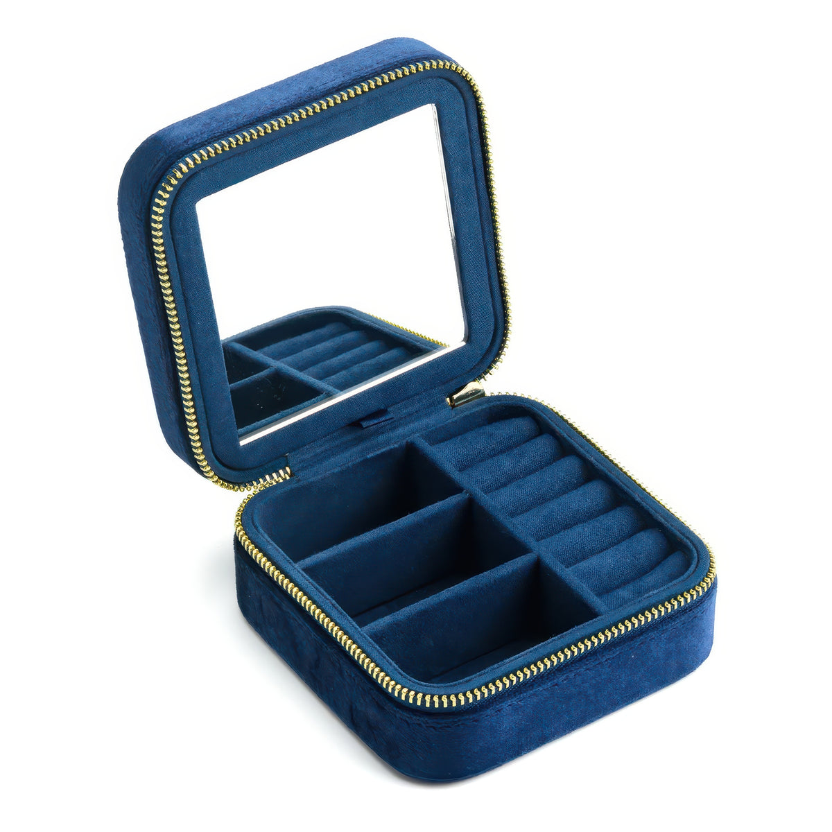 Velvet Ring and Jewelry Box with Flip Lid, with or without Mirror