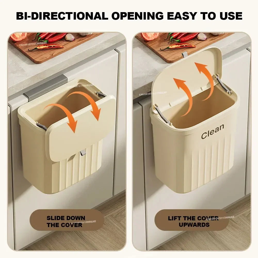 Wall Mounted Trash Can – 12L Hanging Bin for Kitchen Cabinets