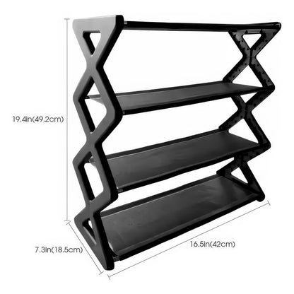 Four-Tier X-Frame Shoe Rack with Dustproof Shelf Covers